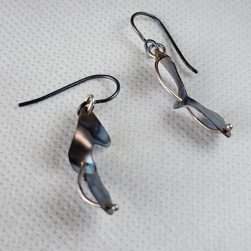 Titanium Metal Art Spiral Earrings